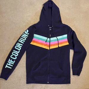 NWOT The Color Run Zip Up Hoodie Jacket Purple L